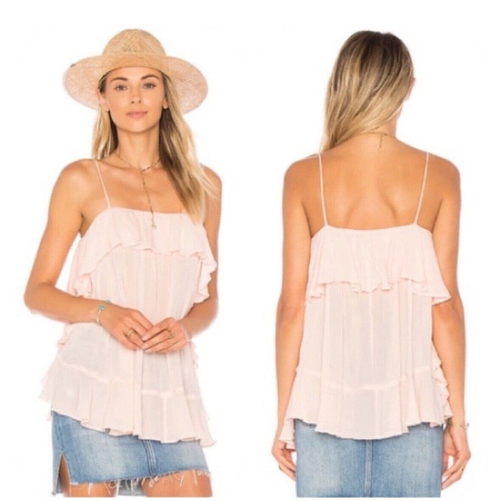 Intimately Free People Cascades Cami Size XS Pink Ruffles Flowy Feminine Flounce